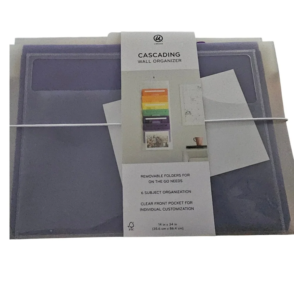 U Brands Cascading Wall Organizer Rainbow 6 Pocket Hanging File Folder 4366T